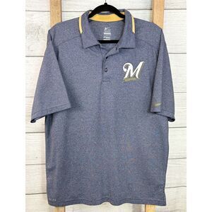 Milwaukee Brewers Nike Dri-Fit Men's Polo Shirt Blue Size L